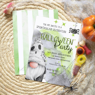 Invitation Cool vert gnome aquarelle enfants halloween fête