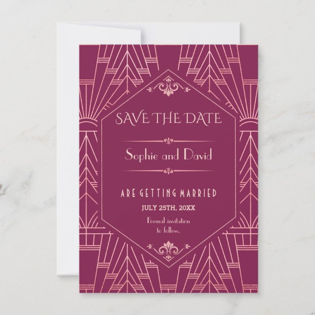 Invitation Cooper Rose Gatsby le Magnifique années 1920 Enreg (Devant)