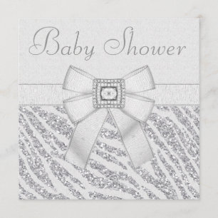 Invitation Copie de zèbre de parties scintillantes et baby