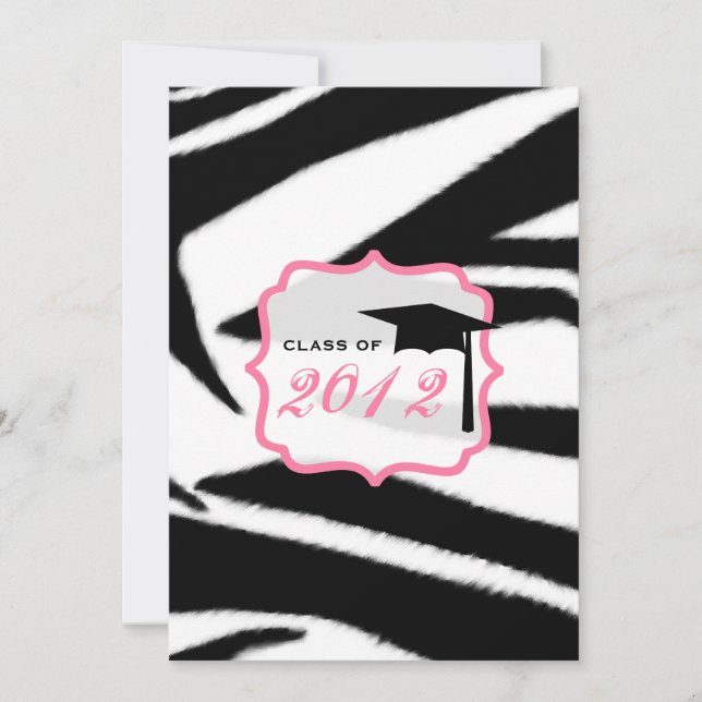 Invitation Copie de zèbre et classe rose de l'obtention du (Devant)