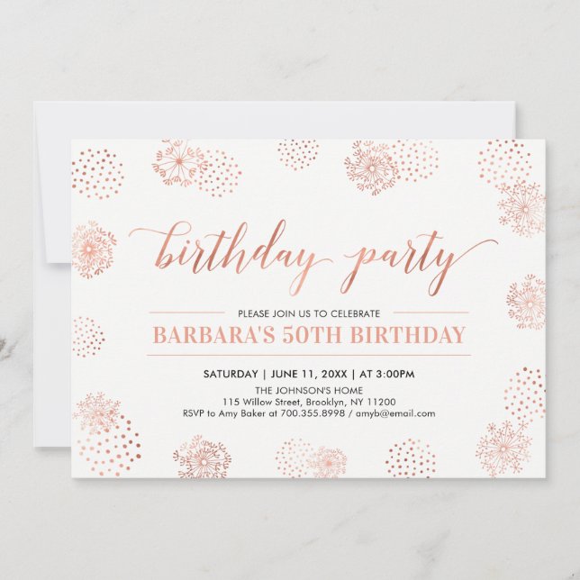 Invitation Copper Design moderne 50e, 60e fête d'anniversaire (Devant)