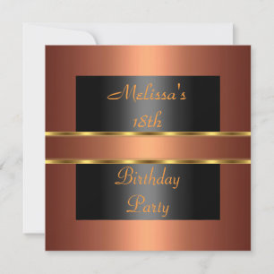 Invitation Copper Gold Black 18e fête d'anniversaire