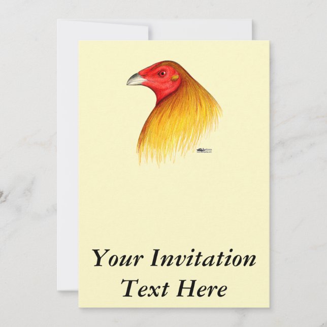 Invitation Coq de Combat Ébarbé (Devant)