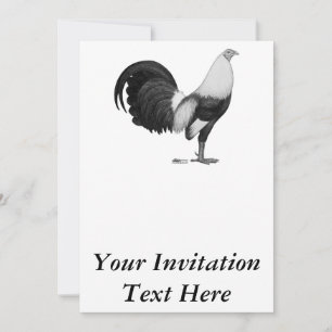 Invitation Coq de combat gris à ailes de canard