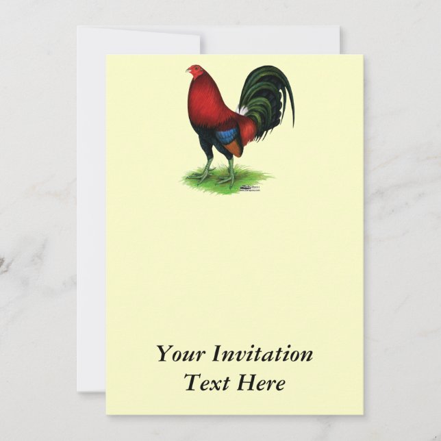 Invitation Coq de combat :  Rouge foncé (Devant)