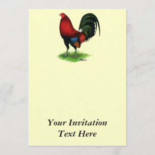 Invitation Coq de combat : Rouge foncé