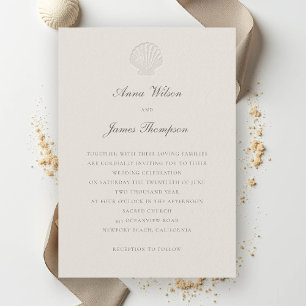 Invitation Coque marine Formal Classic Ecru Mariage