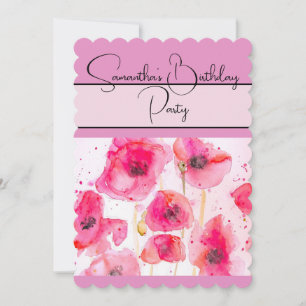 Invitation Coquelicot Rouge Aquarelle florale Fleurs Poppies