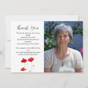 Invitation Coquelicots Fleur Rouge Funéraire Décès Merci