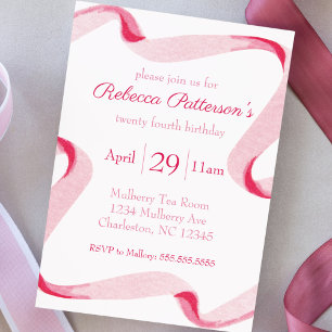 Invitation Coquette Aesthétique Pink Ribbon Feminine Annivers