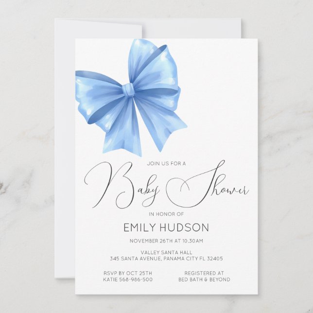 Invitation Coquette Arc Bleu Modifiable (Devant)