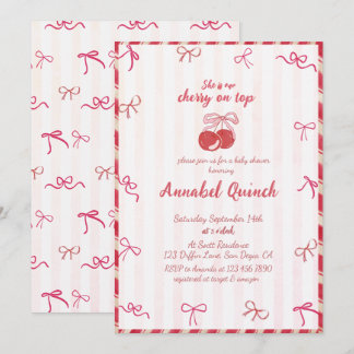 Invitation Coquette Arc Cerise Sur Le Dessus Fille Baby Showe