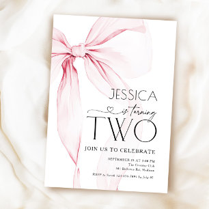 Invitation Coquette Arc-en-ciel Rose 2e Anniversaire