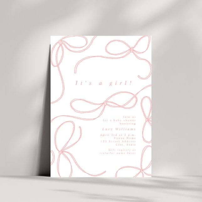 Invitation Coquette Baby shower fille de vaches roses délicat (Créateur téléchargé)