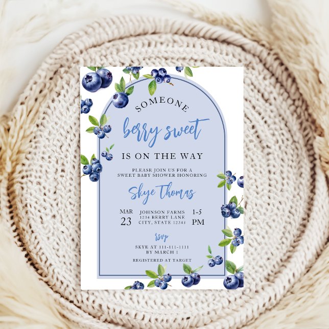 Invitation Coquette Berry Baby shower de bleuets doux (Créateur téléchargé)