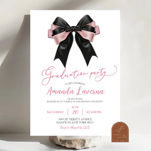 Invitation Coquette Black and Pink Bow Graduation Party
