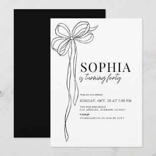 Invitation Coquette Black Bow Ribbon Adulte Anniversaire