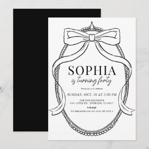 Invitation Coquette Black Bow Ribbon Frame Adulte Anniversair