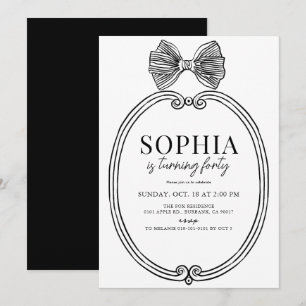Invitation Coquette Black Bow/Ribbon Frame Adulte Anniversair