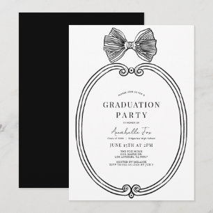 Invitation Coquette Black Bow/Ribbon Frame Graduation Party
