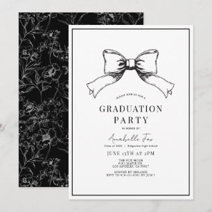 Invitation Coquette Black Bow Ribbon Graduation Party