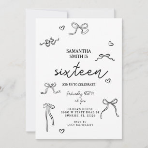 Invitation Coquette Black Bows 21e fête d'anniversaire