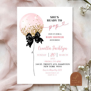 Invitation Coquette Bow Baby shower rose Anniversaire