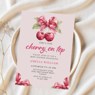 Invitation Coquette Bow Cherry sur le Baby shower supérieur I