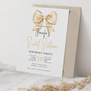 Invitation Coquette Bow Or Cute Script Sweet 16 Party