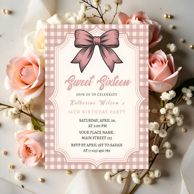 Invitation Coquette Bow Pink Birthday Party (Créateur téléchargé)