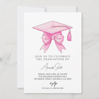 Invitation Coquette Bow Pink Graduation