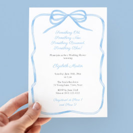 Invitation Coquette Bow Quelque chose de bleu Fête des mariée