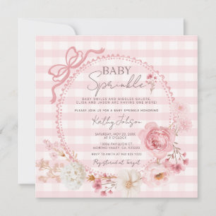 Invitation Coquette Bow rose baby shower d'arrosage pour bébé