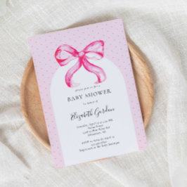 Invitation Coquette Bow rose Baby shower Élégant