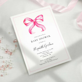 Invitation Coquette Bow rose Baby shower Élégant minimaliste
