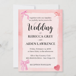 Invitation Coquette Bow rose Élégant Mariage moderne élégant