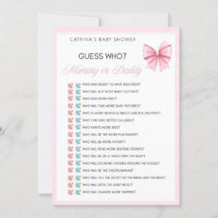Invitation Coquette Bow rose - Nom modifiable, 5x7