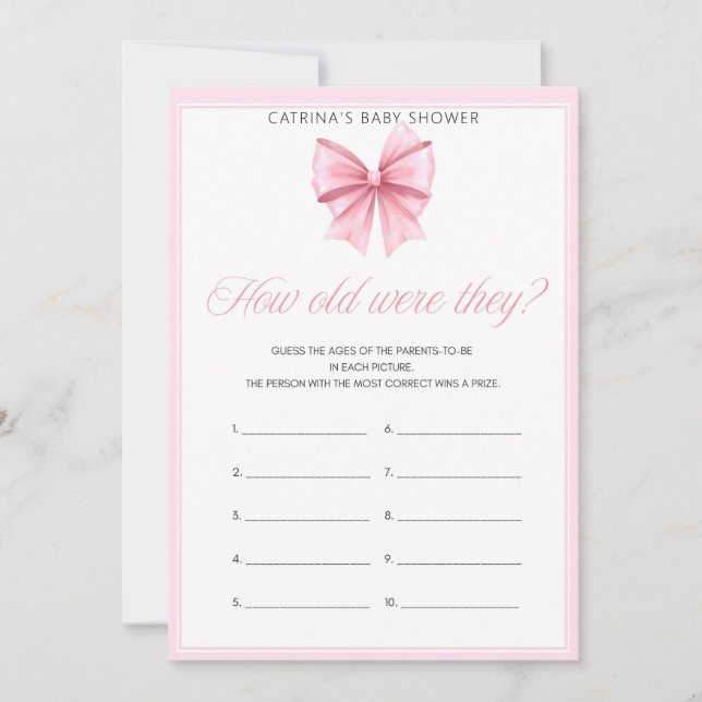 Invitation Coquette Bow rose - Nom modifiable, 5x7 (Devant)
