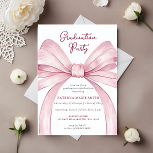 Invitation Coquette Bow rose Photo Graduation Party