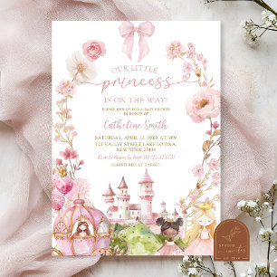 Invitation Coquette Bow rose Princess Kingdom Baby shower