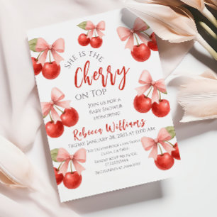 Invitation Coquette Bow rouge cerise rose sur le Baby shower 