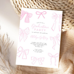 Invitation Coquette Bows Light Rose Graduation Party