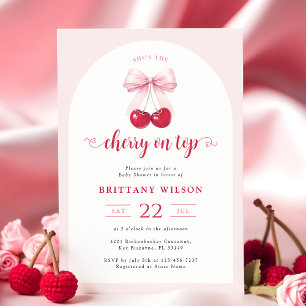 Invitation Coquette cerise sur le Baby shower d'arc supérieur