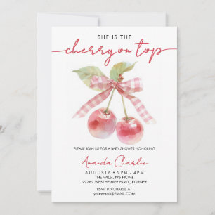 Invitation Coquette cerise sur le Baby shower Top Girl