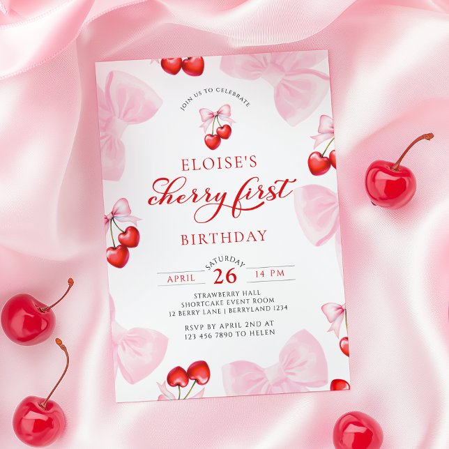 Invitation Coquette Cherry Premier anniversaire (Créateur téléchargé)