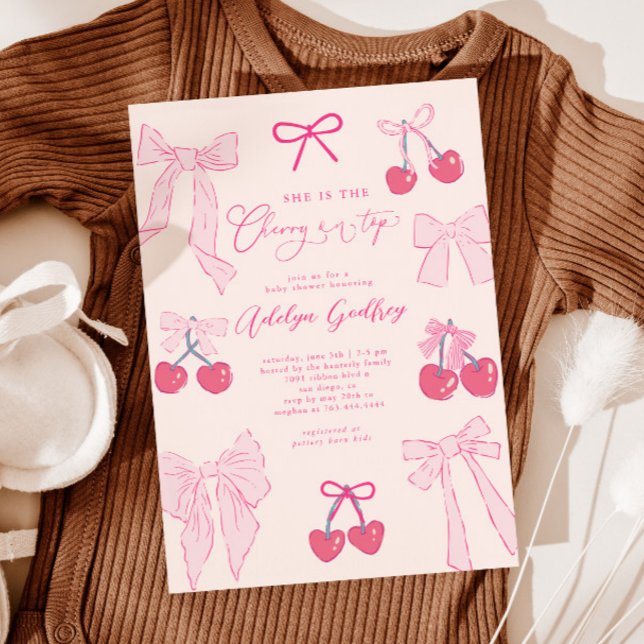 Invitation Coquette Cherry sur le Baby shower supérieur Invit (Créateur téléchargé)