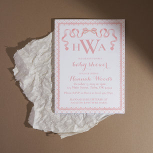 Invitation Coquette coquette coquette coiffe-coeur Baby showe