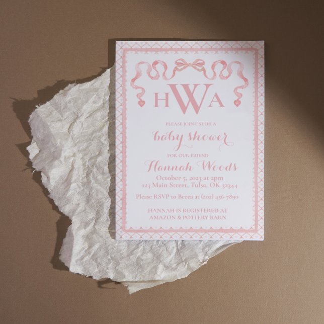 Invitation Coquette coquette coquette coiffe-coeur Baby showe (Créateur téléchargé)