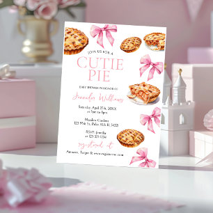 Invitation Coquette Cutie Pie Sweet Pink Bow Baby shower