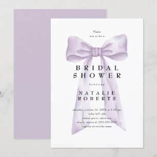 Invitation Coquette élégante Dusty Purple Bow Fête des mariée